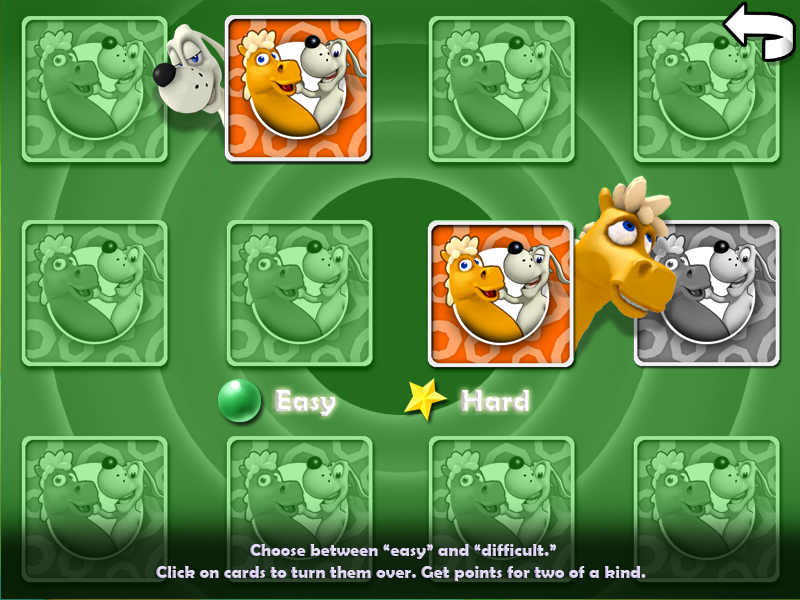 Willy & Boris: 10 Fun Games (Windows) screenshot: Memory game - start screen