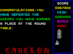 Cavelon (ZX Spectrum) screenshot: Wizard was defeated.