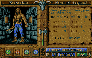 Worlds of Legend: Son of the Empire (Amiga) screenshot: Character customization