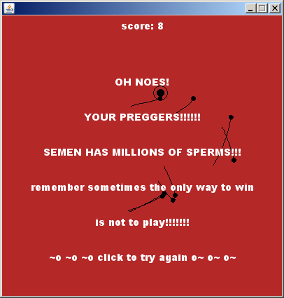 100-in-one Klik & Play Pirate Kart (Windows) screenshot: PREGGERS! gets a lot trickier with this many sperm to avoid.