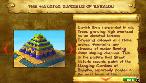 7 Wonders of the Ancient World (PSP) screenshot: Small historical information about Wonders