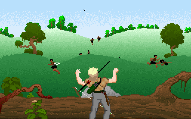 J.R.R. Tolkien's Riders of Rohan (DOS) screenshot: Spear my life!