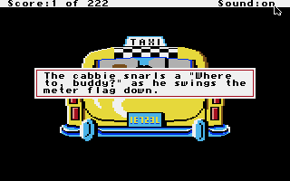 Leisure Suit Larry in the Land of the Lounge Lizards (Apple IIgs) screenshot: Inside the taxi