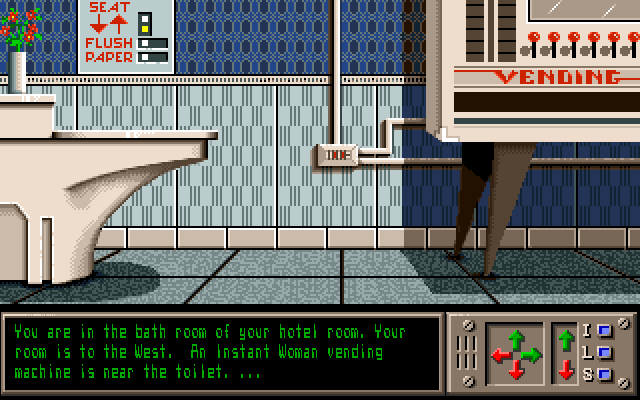 Sex Vixens From Space (Amiga) screenshot: Hotel bathroom
