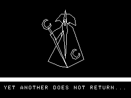 Dungeons of Daggorath (TRS-80 CoCo) screenshot: Game over (as usual...).