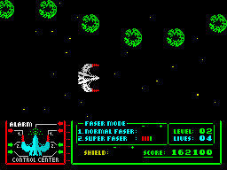 Fast 'n' Furious / Thunderceptor (ZX Spectrum) screenshot: Thunderceptor: Level 2.<br> Type 2 obstacles.