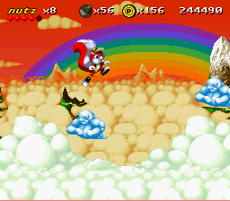 Mr. Nutz (SNES) screenshot: Cloud level