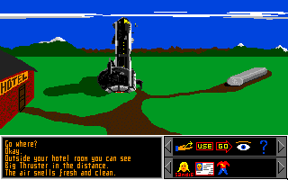 Sex Olympics (Amiga) screenshot: Gas tank and spaceship