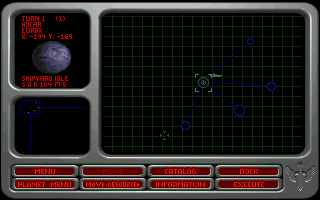 Wing Commander: Armada (DOS) screenshot: The tactical overview of the campaign mode.