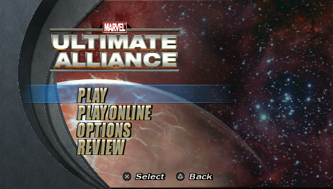 Marvel Ultimate Alliance (PSP) screenshot: Main menu