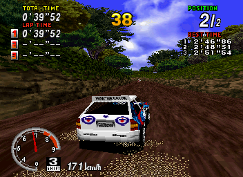 SEGA Rally Championship (SEGA Saturn) screenshot: The graphics are quite nice in the Saturn version.