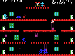 Mouser (MSX) screenshot: The cyan mouse kick away a bomb