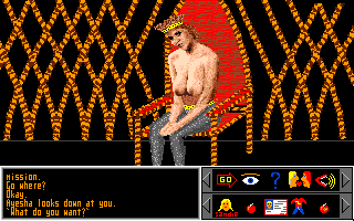 Sex Olympics (Amiga) screenshot: Ayesha seated