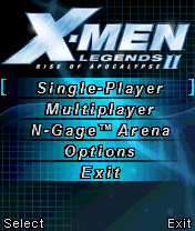 X-Men: Legends II - Rise of Apocalypse (N-Gage) screenshot: Main menu.