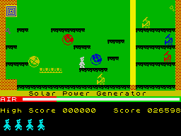 Manic Miner (ZX Spectrum) screenshot: Solar Power Generator.