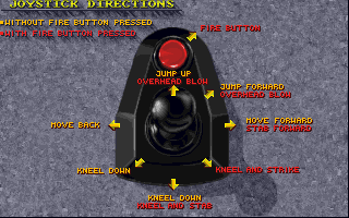 Sword of Sodan (Amiga) screenshot: Joystick directions