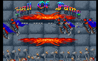 Sword of Sodan (Amiga) screenshot: High-score table being assembled