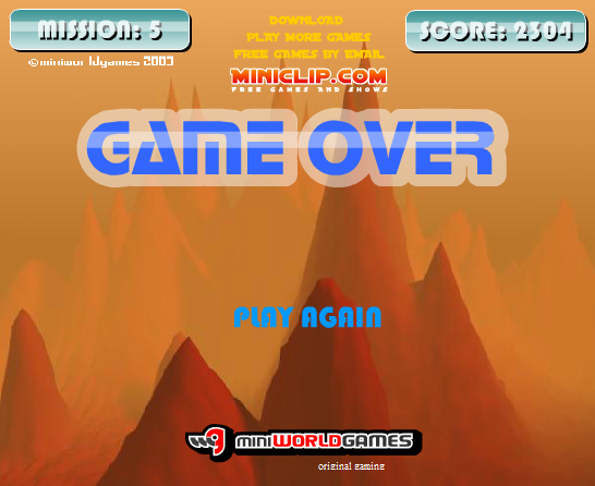 Mission Mars (Browser) screenshot: Game over