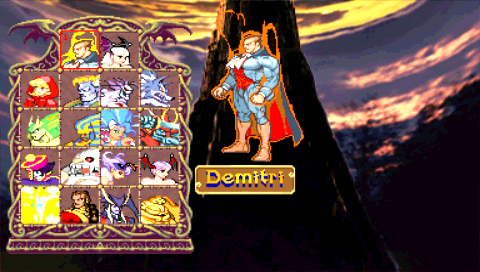 Darkstalkers Chronicle: The Chaos Tower (PSP) screenshot: Character selection (Tower mode)