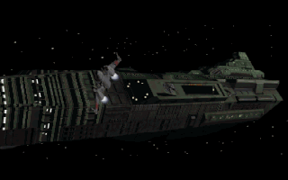 Wing Commander: Armada (DOS) screenshot: The ship taking off from the introduction.
