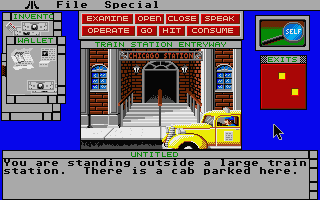 Déjà Vu II: Lost in Las Vegas (Atari ST) screenshot: Outside Chicago train station.
