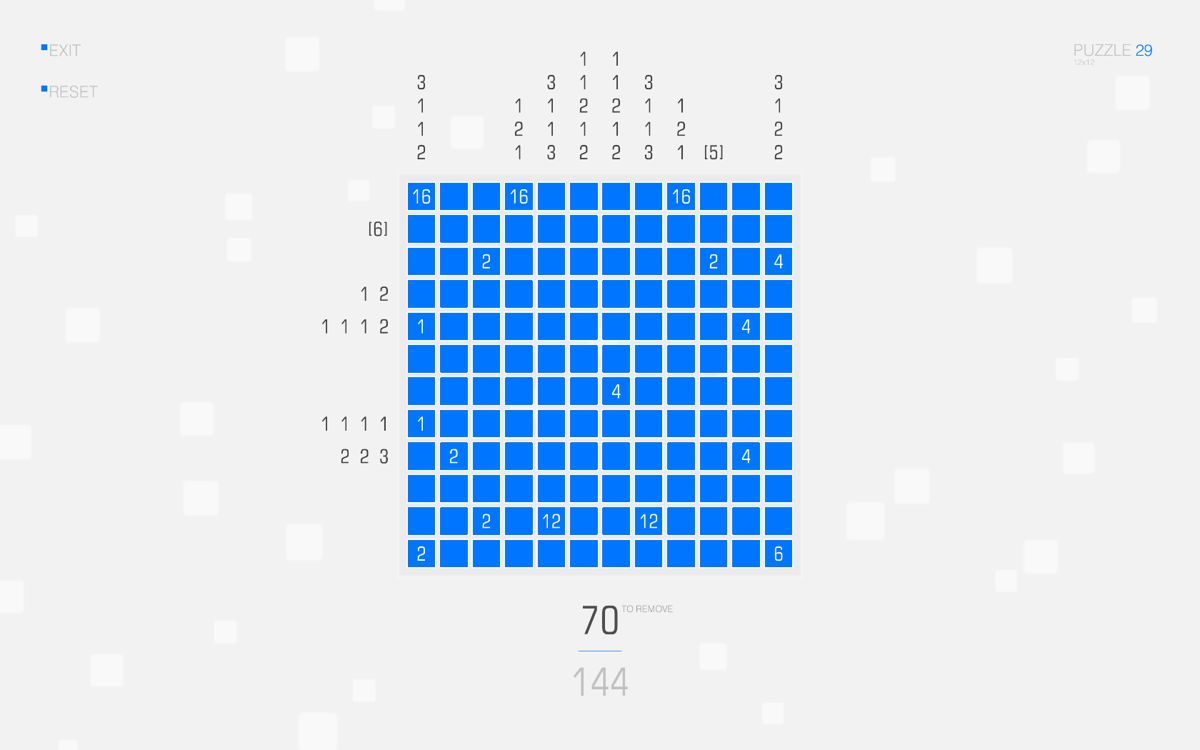 SquareCells (Windows) screenshot: This is about the largest size of grid in the game.