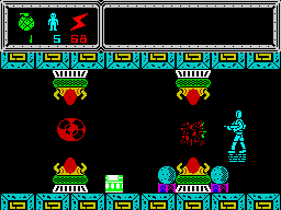 TUJAD (ZX Spectrum) screenshot: Destroying a <i>Auto Patrol IV</i> guard.