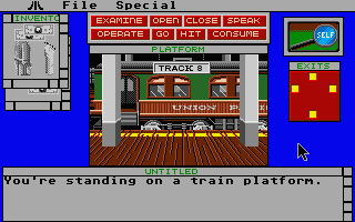 Déjà Vu II: Lost in Las Vegas (Atari ST) screenshot: Train platform.