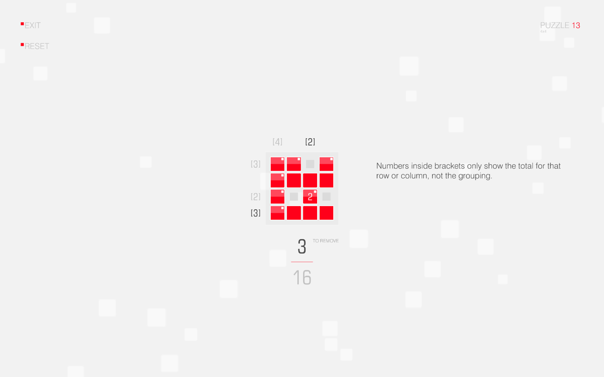 SquareCells (Windows) screenshot: Numbers inside squares are introduced.