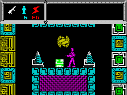 TUJAD (ZX Spectrum) screenshot: Once in contact with the floor, <i>Gen 19</i> should not move downwards, because its floating device will became dangerously and potentially deadly.