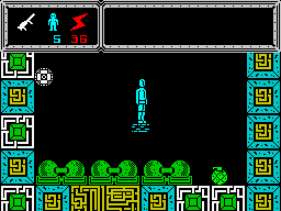 TUJAD (ZX Spectrum) screenshot: Ammunition can be found scattered along the scenario.