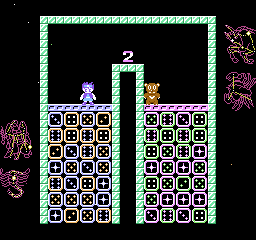 Palamedes II: Star Twinkles (NES) screenshot: Starting mode 2 match against the teddy
