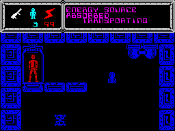 TUJAD (ZX Spectrum) screenshot: Starting the teleportation.