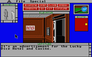 Déjà Vu II: Lost in Las Vegas (Atari ST) screenshot: Elevator.