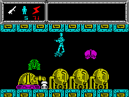 TUJAD (ZX Spectrum) screenshot: Two different types of <i>Auto Patrol IV</i> guards.