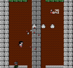 Kiki Kaikai: Dotou-hen (NES) screenshot: Blast some enemies with cards!