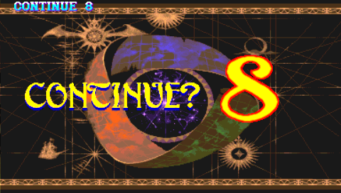 Darkstalkers Chronicle: The Chaos Tower (PSP) screenshot: Game over, continue?