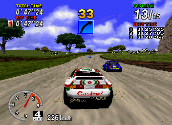 SEGA Rally Championship (SEGA Saturn) screenshot: Overtaking more AI goons.