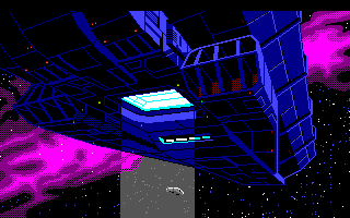 Space Quest III: The Pirates of Pestulon (Amiga) screenshot: Caught in alien tractorbeam