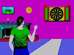Superstar Indoor Sports (ZX Spectrum) screenshot: The shot is played out