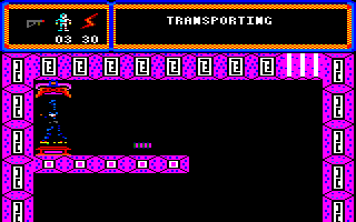 TUJAD (Amstrad CPC) screenshot: Finishing the process of teleporting.