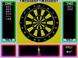 Superstar Indoor Sports (ZX Spectrum) screenshot: The Spectrum version includes taunts