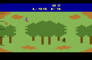 Revenge of the Apes (Atari 2600) screenshot: Here comes another gorilla.