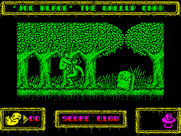 Brat Attack (ZX Spectrum) screenshot: To avoid hitting in the face, try to knockout mens by jumping.