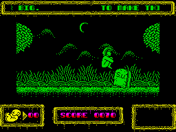 Brat Attack (ZX Spectrum) screenshot: Beware of gravestones.
