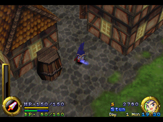 Brave Fencer Musashi (PlayStation) screenshot: Village at night