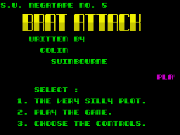 Brat Attack (ZX Spectrum) screenshot: Main menu.