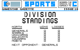 GBA Championship Basketball: Two-on-Two (Amiga) screenshot: Division standings