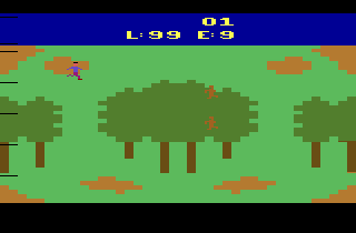 Revenge of the Apes (Atari 2600) screenshot: Starting in the forest.