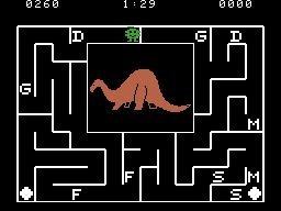 Alphabet Zoo (ColecoVision) screenshot: This time the picture is a dinosaur